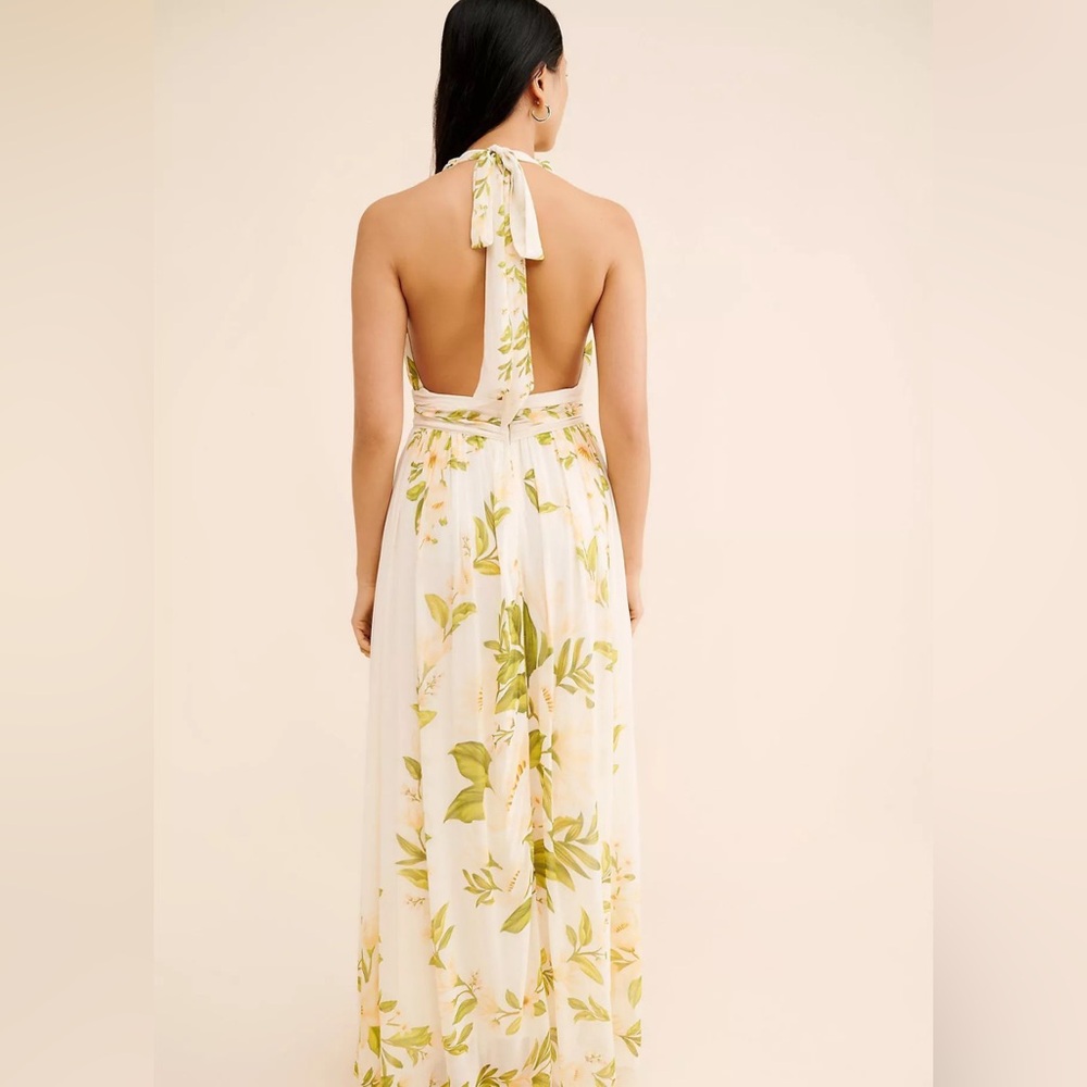 FARM Rio Yellow and White Halter Sundress - Picture 2 of 9